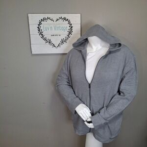 APT 9 Gray Textured Ribbed Full Zip‎ Hoodie Jacket Women's Plus XXL